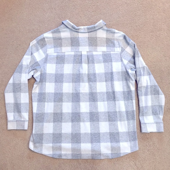 Cozy Fleece Buffalo Plaid Shirt Womens Plus Size XXL 2XL Grey White Stretch - Picture 3 of 10